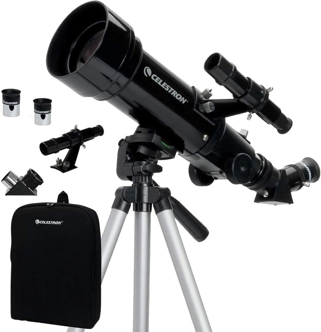 Celestron Travel Scope 70 Portable Refractor Telescope  70mm Aperture, Fully-Coated Glass Optics  Includes Tripod, Backpack & Software  Ideal for Beginners & Travel