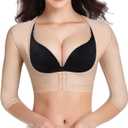 BRABIC Upper Arm Shaper Post Surgical Slimmer Compression Sleeves Posture Corrector Tops Shapewear for Women (Large, Beige Half Sleeve)