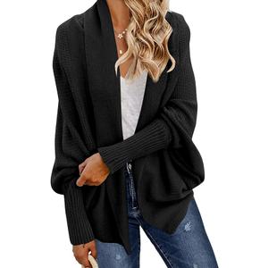 GRECERELLE Women's Kimono Batwing Cable Open Front Knitted Slouchy Oversized Wrap Cardigan Sweater Outwear Coat, L