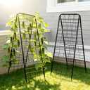 2 Pack Heavy Duty Adjustable A-Frame Garden Trellis for Climbing Plants 50"x17" , Reinforced Metal Plant Support for Raised Beds, Ideal for Tomatoes, Cucumbers & Outdoor Vines (Black)