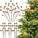 6 Pcs 14 Inch Christmas Tree Picks Velvet Christmas Ornaments Spheres Ball Pick Velvet Xmas Tree Branches Hanging Decoration Wreath Home Office Party Ornament(Light Brown)
