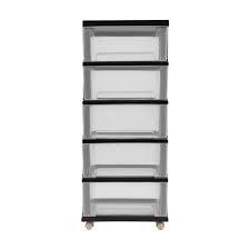 5 Drawer Plastic Organizer, Black Frame/Clear Drawers