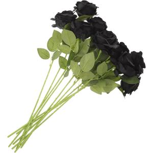 Healifty 10Pcs Halloween Artificial Roses Bouquet for Gothic Weddings and Party Decorations Vivid Fake Flowers for Halloween Decor and Elegant Home Accents