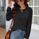 Aifer Womens Long Sleeve Shirts Crew Neck Casual Tops Fashion Loose Fit Trendy Tunic Outfits Clothes (Black, M)