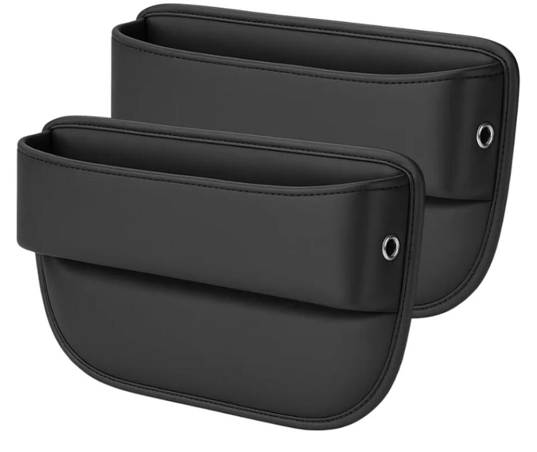 AC4®️ 2 Packs Universal Car Seat Gap Filler Organizer | Premium PU Leather Storage for Car, SUV & Trucks | Car Pocket Organizer for front seat, Cable Slots, Wallet, Sunglasses & Essentials