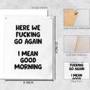 Funny Sign for Front Door, Here We Go Again I Mean Good Morning Wooden Plaque Signs Wall Hanging for Home Office Porch Decorations, Funny Door Signs, 8x10 Inch