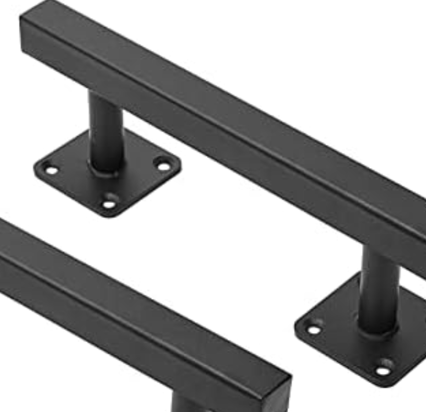 Purife 9'' Square Sliding Barn Door Handles and Pulls Pack of 1, Black Vintage Gate Pull Hanlde, Iron Handle for Gates, Garage, Sheds, Outdoor Fence, Interior Closet Handles