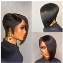 4x4 Lace Closure Pixie Cut Human Hair Wigs for Women Glueless Short Layered Pixie Cut Straight Lace Frontal Wigs Brazilian Virgin Straight Human Hair Wig Natural Black Color