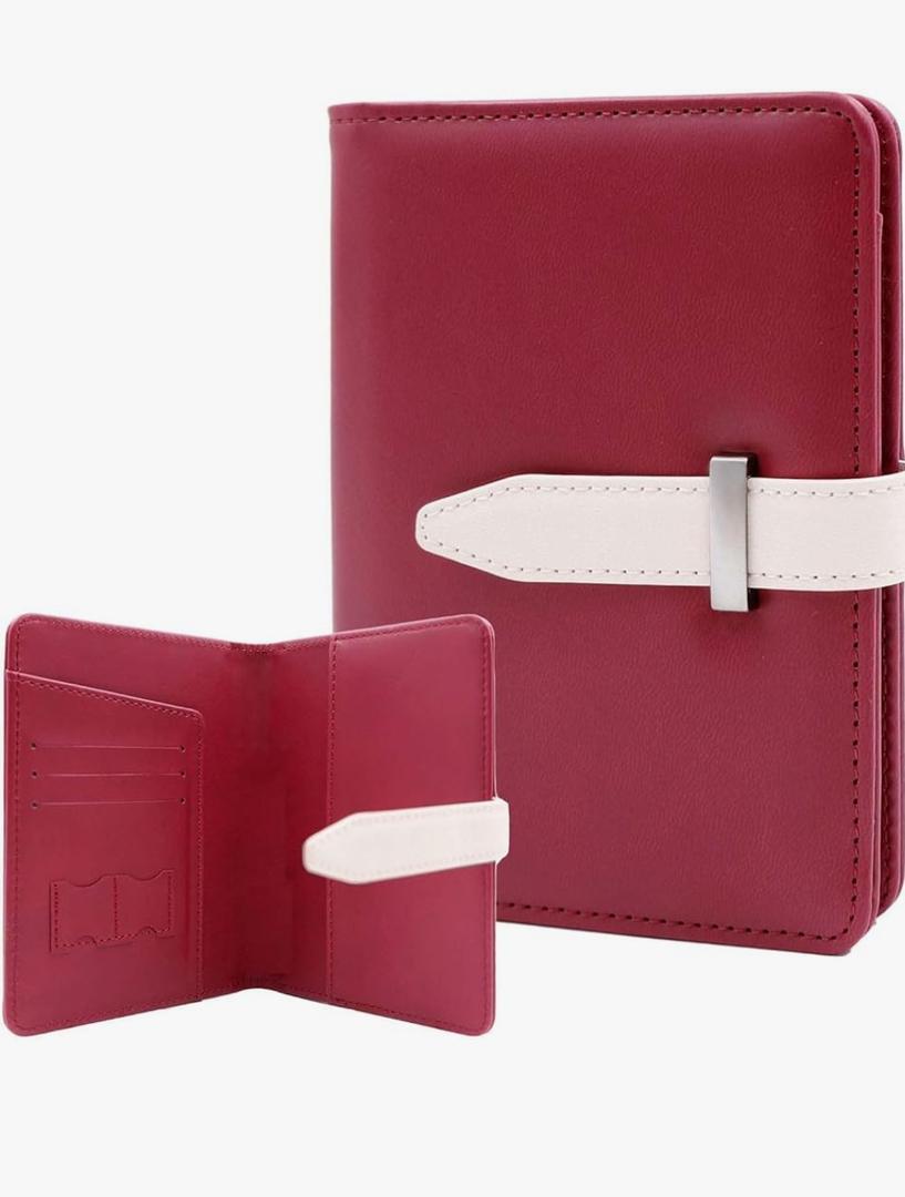 Passport Holder with Airtag for Women/Men,Airtag Passport Wallet for Travel,Cute Passport Holder Rfid Blocking,Travel Wallet for Cards Passport Cover Case (Wine red) Pack of 2