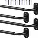 French Door Curtain Rod Adjustable 18"-32", 1/2" Diameter Window Cafe Curtain Rods, Screwed Sash Rod for Door Window, Black, 4 Pack