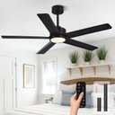 Conciseer Modern Ceiling Fans with Lights,52 Inch Ceiling Fans with Remote for Bedroom Living Room Kitchen, 18W 3CCT Dimmable5 Blades 6 Speed Reversible Quiet DC Motor Black