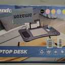 Slendor Lap Desk with Cup Holder, Foldable Laptop Table for Bed, Portable Bed Desk for Laptop and Writing, Computer Tray with Tablet Slot, Notebook Stand Reading Holder for Couch Sofa Floor,Pink