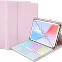Universal Touchpad Keyboard Case for 9.7,10.1,10.2",10.5",10.9",11" ipad/Samsung Tablet, Rainbow Backlight TrackPad Keyboard with Type-C Charging Port fit 9.7-11 inch Android (Pink)