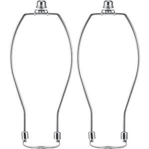 9 Inch Lamp Harp Kits, Nickel Finish, 3/8 Saddle Base Holes, Light-Duty, Pack of 2 Replacements for Table Lamp DIY Shade Holders (Not for Heavy Shades)