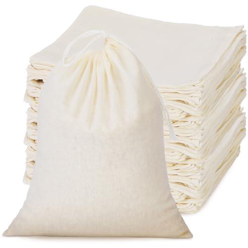 Tatuo 50 Pieces 4 x 6 Inches Muslin Cotton Drawstring Bags Canvas Linen Sachet Bag Reusable Empty Gift Pouch for Party Home Supplies