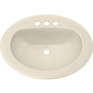 PROFLO PF20174 Rockaway 20-1/2" Oval Vitreous China Drop In Bathroom Sink with Overflow and 3 Faucet Holes at 4" Centers - Biscuit (16" x 11" x 6.5")