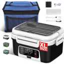 Cordless Electric Heated Lunch Box, 1.5L - 6.3 Cups 20000 mAh 100W Rechargeable Smart Self-Heating Food Warmer with Removable Divider, Spoon, Fork, BPA Free, Portable Lunchbox for Car Travel Office
