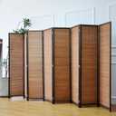 Furnnylane 8 Panel Bamboo Room Divider - Natural Brown 5.6 ft Tall Folding Privacy Screen, Freestanding Partition Wall for Room Separation (67" H x 122.8" W)