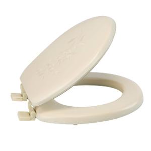 Bath Bliss Extra Soft Standard Round Toilet Seat | Decorative Vinyl Lid | Adjustable Quick Screw Attach Non-Slip Hinges | Bathroom | Beige