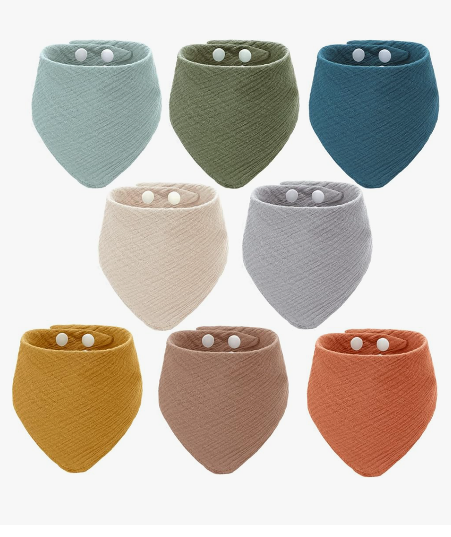 Funtery 8 Pieces Adult Drool Bibs Absorbent Large Drool Bandana Soft Drooling Snap Bibs Gifts for Christmas Special Needs Men Women, 8 Colors, 24.8 x 18.9 Inch