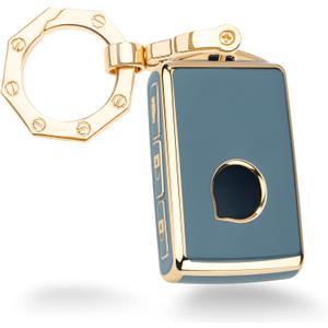 YHC Key Fob Cover with Gold Keychain Key Shell fit XC40 XC60 S90 XC90