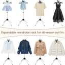 Abiglifty 34-63 Inch Adjustable T Shirt Display Adult for Vendors, Portable Hanging Black Metal Clothes Display, Hanger Rack for Clothing Dress