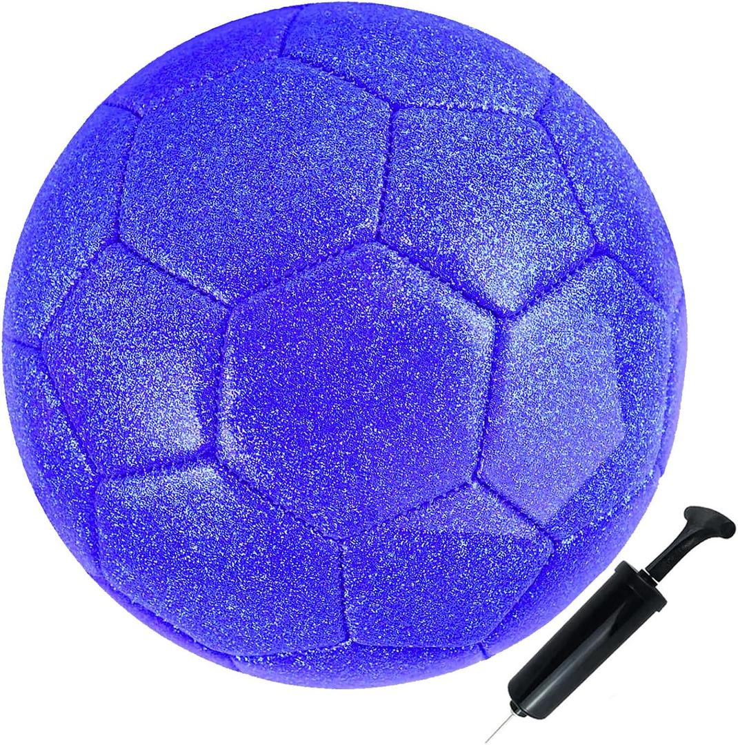 Soccer Ball Shiny Gift Size 3 4 5 Practice Training Come with Pump and Needle (Blue)