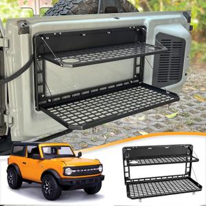 MAIKER Tailgate Table Folding 2-Tier Rear Camping Cargo Storage Shelf for Ford Bronco Accessories 2021 2022 2023 2/4 Doors, Aluminum Alloy (universal)