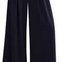 PRETTYGARDEN Womens Wide Leg Trousers 2026 Elastic High Waisted Dress Pants Pleated Slacks Flowy Business Work Palazzo Pants (Small Long, Navy)