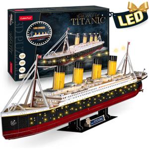 CubicFun 3D Puzzles for Adults - LED Titanic 35'' Large Ship - New Home Desk Decor - House Warming, Wedding, Anniversary, Valentines Day Gifts for Him Her Teacher Long Distance Relationship Gifts