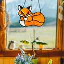 Stained Glass Red Fox Window Hanging Suncatcher Ornament Sun Catcher Indoor Window Home Decoration, Fox Decor Themed Gifts for Friend, Family, Women