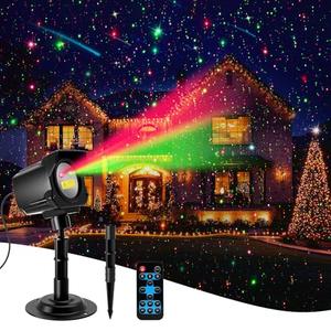 Christmas Projector Lights Outdoor, Thick Metal Housing Laser Light Projector, Red and Green Christmas Decorations Light with Remote, Holiday Projector Stars Lights Show for House/Party/Garden/Yard