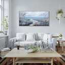 KLAKLA Beach Wall Art - Blue Large Canvas Art Living Room Wall Decor Sea Wave Picture Artwork Modern Bedroom Office Home Decor - 40x20 Inches