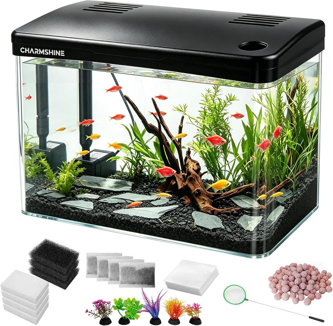 Betta Aquarium Starter Complete Kit,4 Gal Integrated Lid Small Fish Tank