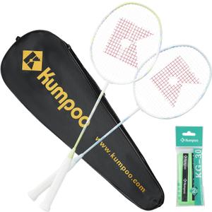 Badminton Set with 2 Carbon Shaft Badminton Rackets, 1 Grip Cover, 1 Carry Bag - Badminton Racket Set of 2 for Backyards, Badminton 2 Racquets for Beginners Adults Outdoor Games Exercise, 675mm midsize