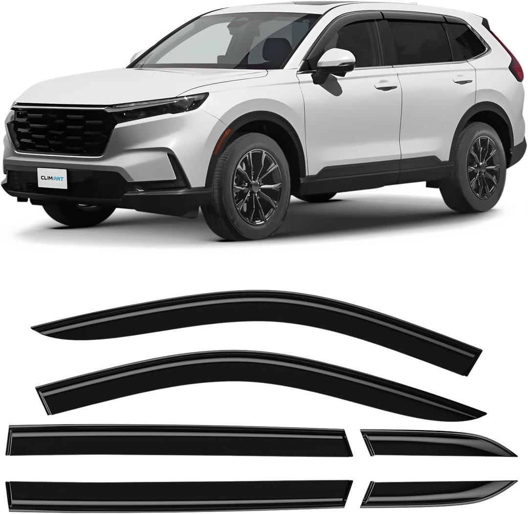 CLIM ART Incredibly Durable Rain Guards for Honda CR-V 2023-2025, Original Tape-on Window Deflectors, Vent Deflector, Window Visors, Car Accessories, 6 pcs. - 523170