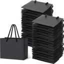 Honoson 100 Pcs Thicken Black Mini Gift Bags with Handles, 3.9 x 4.7 x 2.4 Inch Small Paper Goodie Shopping Bags for Small Business Party Wedding Gift Wrap Valentine