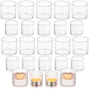 Glasseam Tea Light Candle Holders for Table Centerpiece, Small Clear Glass Votive Candle Holders Set of 18 Cute Mini Floating Tealight Holder for Wedding Centerpieces Birthday Party Decorations