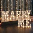 Marry Me LED Marquee Sign Light Up Letters, LED Marry Me Sign Marquee Letter Lights, Warm White Letter Light for Wedding Proposal Decoration, Romantic Decorative Letters Signs Battery Operated