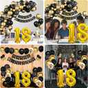 18th Birthday Decorations for Boys Black and Gold Balloons Garland Arch Kit with Number 18 Foil Confetti Balloon Happy Birthday Bunting Banner Black Gold Party Decor for 18 Years Old Men Anniversary