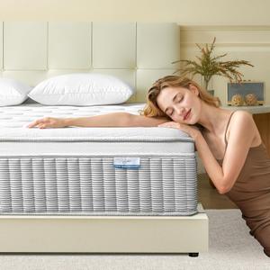 Twin Mattress, 10 Inch Memory Foam Hybrid Mattress in a Box with Pocket Springs for Motion Isolation, Pressure Relief, Medium Firm, CertiPUR-US