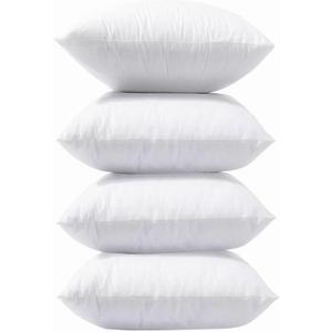 LANE LINEN 4 Pack 18x18 White Throw Pillow Inserts for Decorative Pillow Covers, Couch Pillows for Living Room, Fluffy Pillows for Bed