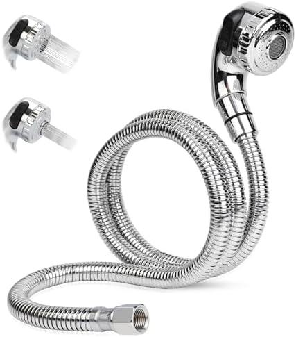 ZKDAUSDO 1/4" Nut Shampoo Bowl Hose Sprayer Kit with Stainless Steel Salon Sink Hose Replacement for Beauty Salon Barber Shop Faucet Vacuum Breaker Kit, Dual-Mode Shampoo Bowl Sprayer Head