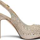 DREAM PAIRS Women's High Heels Platform Dress Rhinestones Peep Toe Pumps Shoes (8.5, Gold/Glitter)