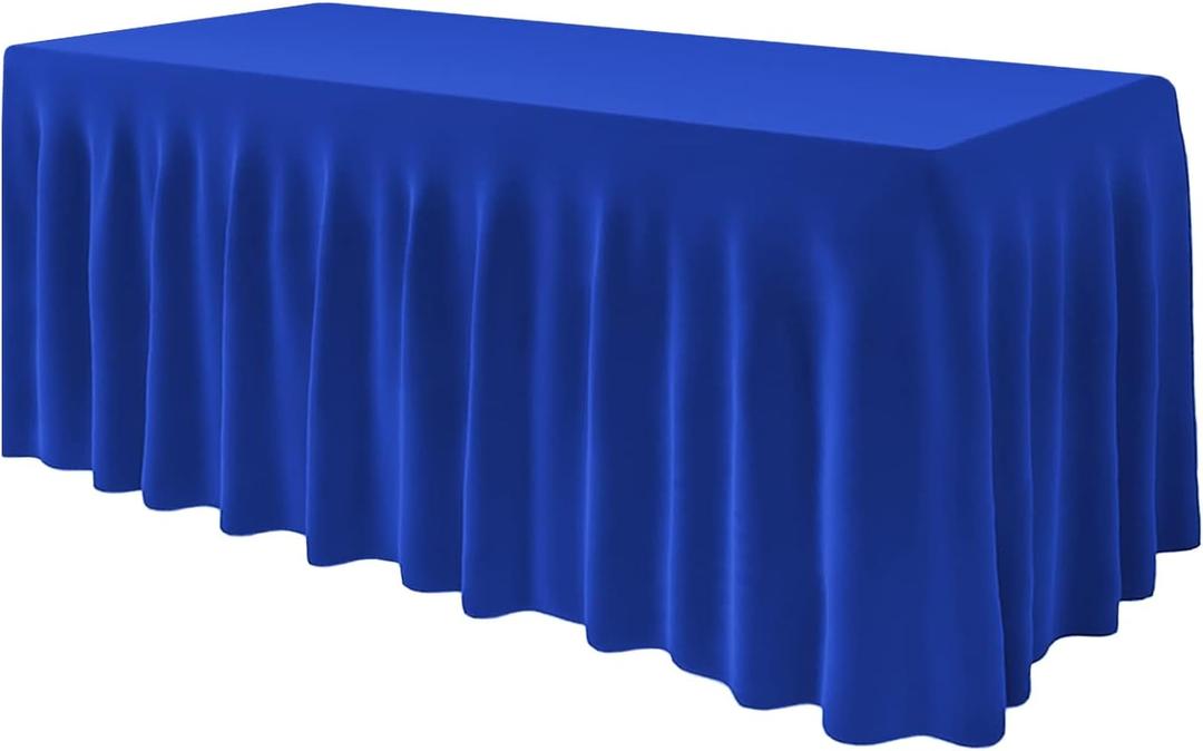 EMART Blue Tablecloth for 6ft Rectangle Table Skirt, Spandex Wrinkle Resistant TableCover for Banquet Wedding Birthday Party (72" x 30" (Rectangular))