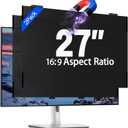 2 Pack 27 Inch Magnetic Computer Privacy Screen Filter for Monitor 16:9 Aspect Ratio, Removable Hanging Privacy Screen Shield, Anti-Glare Protector, Anti Blue Light Filter