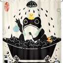 Funny Frog Shower Curtain Bathroom Set 71Wx71H Inches Cute Animal Taking Shower Asian Style Traditional Japanese Art Rubber Duck Bath Accessories Beige Art Home Decor Fabric 12 Pack Hooks