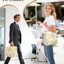 HowFly Corduroy Insulated Lunch Bag Box for Women Men - Double Deck - Soft Reusable Thermal Portable Cooler Tote Bag for Work Travel, Khaki Flower