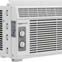 Amazon Basics 5000-BTU Small Window Air Conditioner, Up to 150 Sqf, Window AC Units with Cool and Fan Functions, Washable Filter, Adjustable Window Kit, Intuitive Mechanical Controls, White