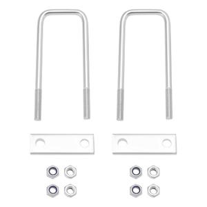 2 x 2 Sets U Bolt Kits Galvanized Iron Square U Bolts with M10 Nuts Frame Plate for Cars Trailers Pipe Plumbing Industrial Applications